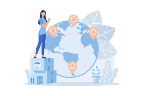 Smart delivery tracking Track your orders, delivery status online, applicat.. Stock Illustration
