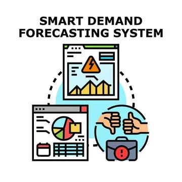Smart demand forecasting system analyzing business data Stock Illustration