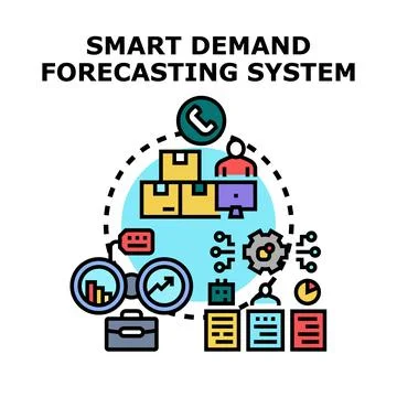 Smart demand forecasting system predicting business needs Stock Illustration