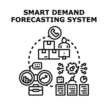 Smart demand forecasting system predicting business needs Stock Illustration
