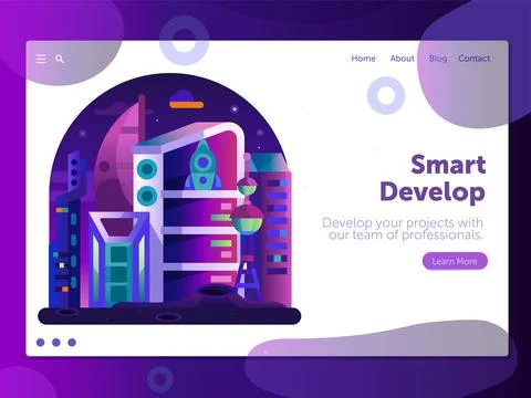 Smart Develop Space Themed Gradient Web Banner Stock Illustration