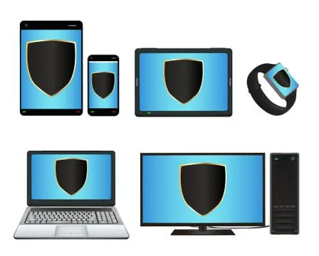 Smart device and computer with protection shield Stock Illustration