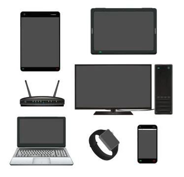 Smart device computer router set Illustrazione stock