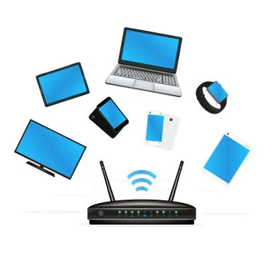 Smart device connecte with router Stock Illustration