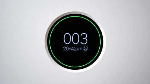 Smart device display air purifier closeup Stock Footage 170165350