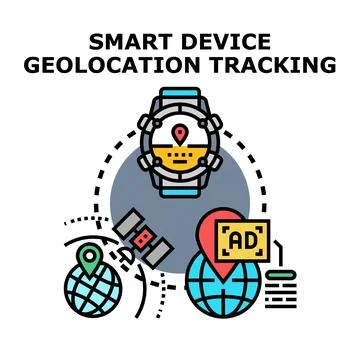 Smart device geolocation tracking and location based advertising Stock Illustration