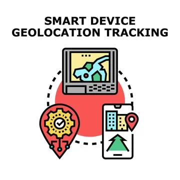 Smart device geolocation tracking system developing digital maps Illustrazione stock