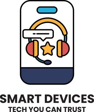 A smart device with a headset on it 库存插图