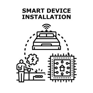 Smart device installation for home automation system setup Stock Illustration