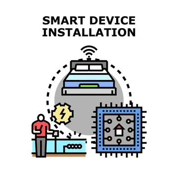 Smart device installation for home automation system setup Stock Illustration
