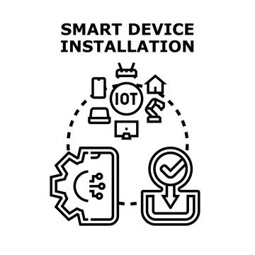 Smart device installation process and internet of things system Stock Illustration