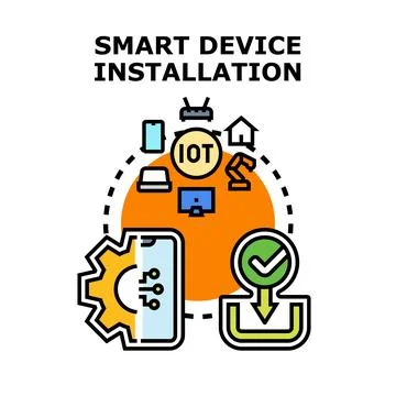 Smart device installation process and internet of things system Stock Illustration