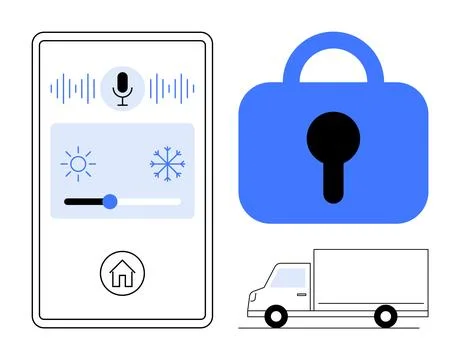 Smart Device Interface with Security and Transportation Elements 库存插图