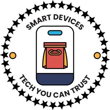 A smart device logo with a bag on it 스톡 일러스트