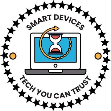 A smart device logo with a clock on it 스톡 일러스트