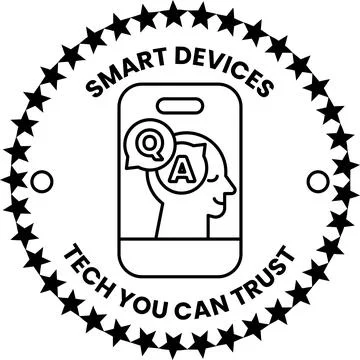 A smart device logo with a man's head and a star Stock Illustration