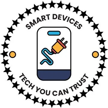 A smart device logo with a plug and a star 스톡 일러스트
