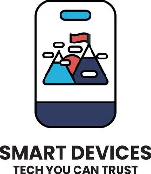 A smart device with mountains on it 库存插图
