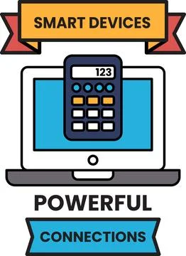 A smart device is shown on a laptop computer Stock Illustration