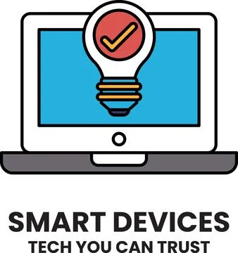 A smart device is shown on a laptop screen 스톡 일러스트
