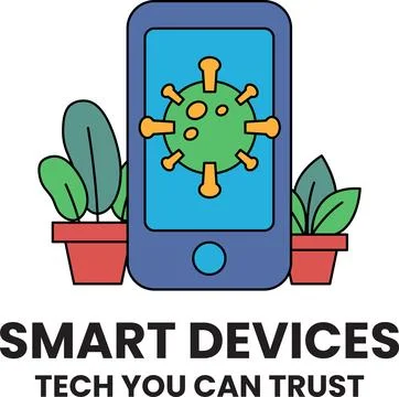 A smart device with a virus on it イラスト素材