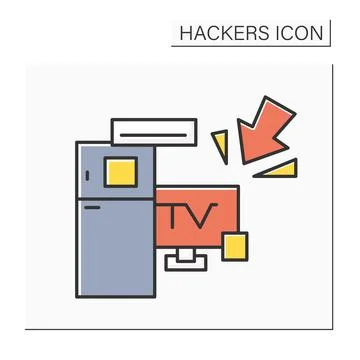 Smart devices hacking color icon 스톡 일러스트