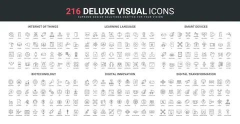 Smart devices, Internet of Things, digital innovation and transformation line Stock Illustration