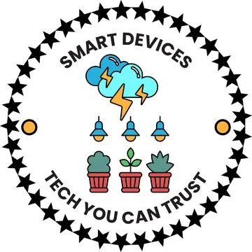 A smart devices logo with a cloud and lightning bolt Stock Illustration