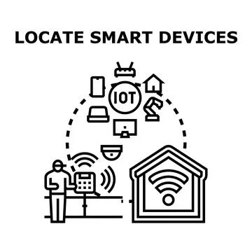 Smart devices network connecting for home automation management Stock Illustration