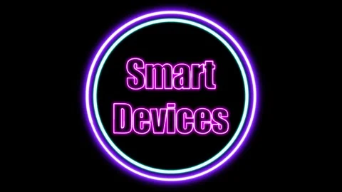 'Smart Devices' Text Animation with Neon Glow &amp; Glowing Circles. Stock Footage 282577099