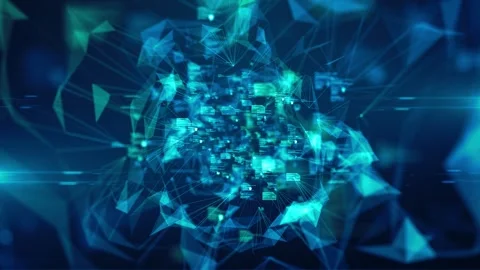 Smart Digital Algorithms Network Data Transfer System, Animation Stockbeeldmateriaal 313963183