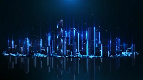 Smart Digital City with AI Infrastructure and Secure Connectivity Stock Footage 342612392