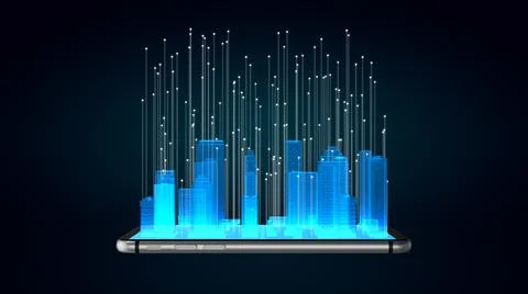 Smart digital city with globalization abstract Stock Illustration