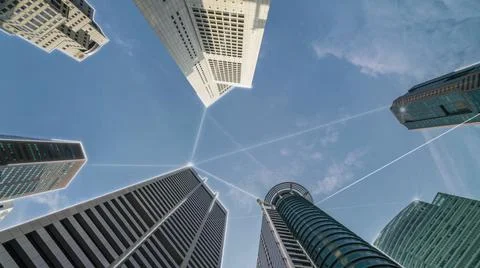 Smart digital city with globalization abstract graphic showing connection Stock Photos