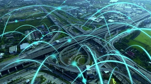 Smart digital city highway with globalization graphic of connection network Stock-Footage 152545355