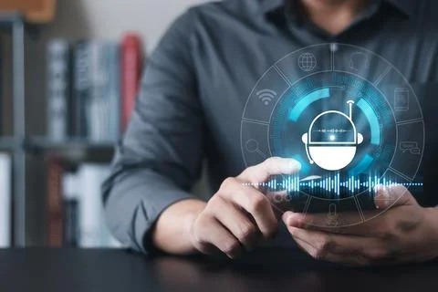 Smart Digital Customer Service Application AI Chatbot, Artificial Intelligenc Stock Photos