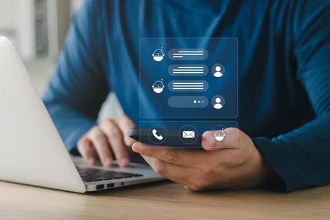 Smart Digital Customer Service Application AI Chatbot, Artificial Intelligenc Stock Photos