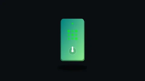 Smart Digital Door Lock Icon with Glowing Keypad and Teal Green Gradient Stock-Footage 346130697
