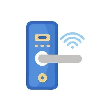 Smart digital door lock with wi-fi connection and handle Illustrazione stock