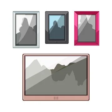 Smart digital frames displaying modern media technology Stock Illustration