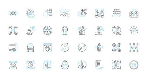 Smart dispatch linear icons set. Efficiency, Automation, Optimization, Speed 스톡 일러스트