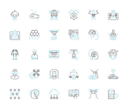 Smart dispatch linear icons set. Efficiency, Automation, Optimization, Speed Stock Illustration