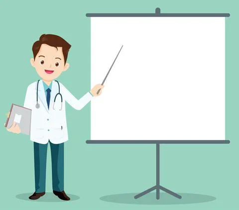 Smart doctor presenting with Projector Stock Illustration