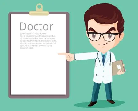 Smart doctor presenting in various action Stock Illustration