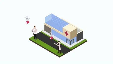 Smart doctor send medication with drone 3d animation Stock Footage 235649630