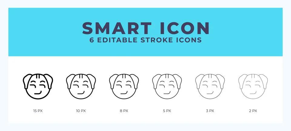 Smart dog line icon. Vector icon symbol. Logo illustration. Editable line ico Illustrazione stock
