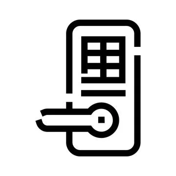Smart door lock access with key and keypad Stock Illustration