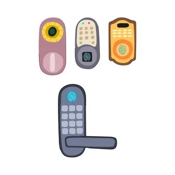 Smart door lock access system fingerprint security Illustrazione stock