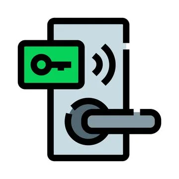 Smart door lock with card key access control Stock Illustration