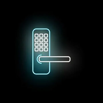 Smart door lock icon with digital keypad and handle Stock Illustration